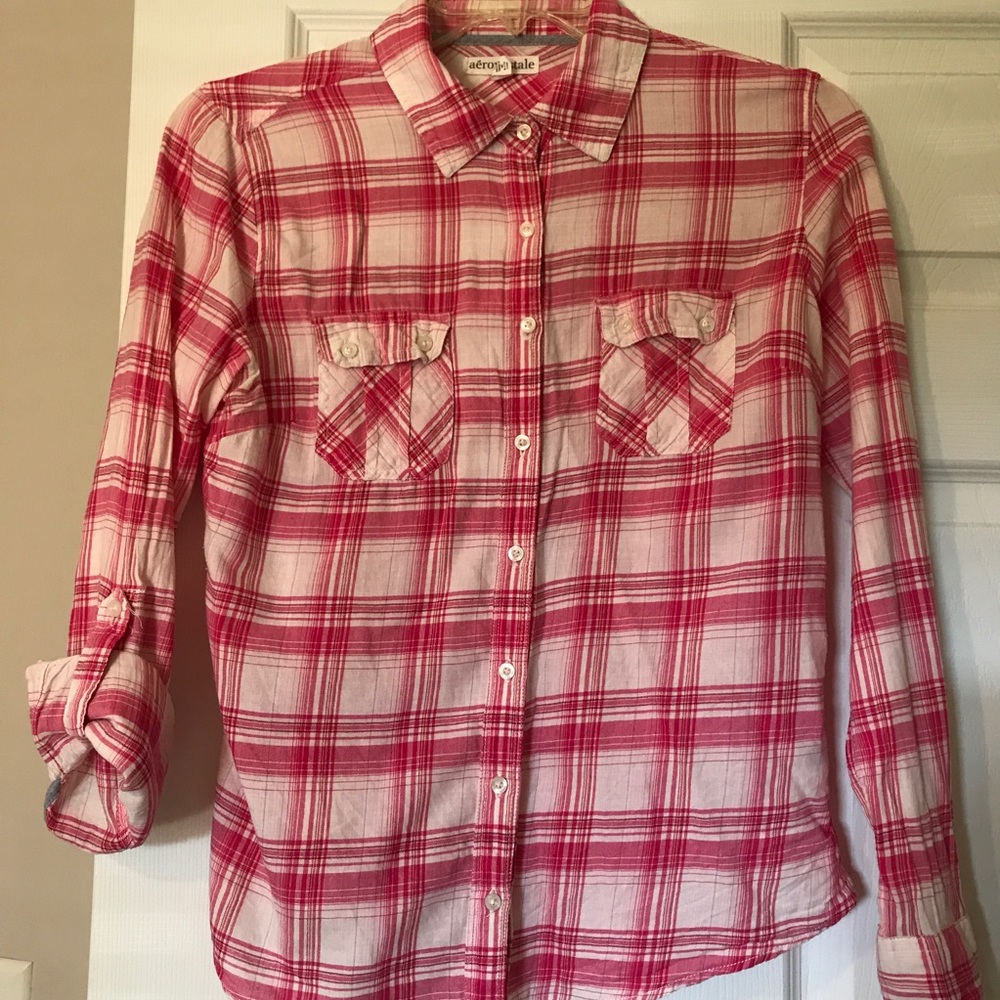 Pink plaid button up